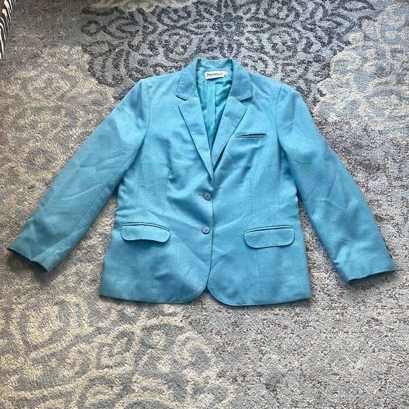 Personal Vintage Blazer & Skirt Set Teal 16 - Picture 2 of 12